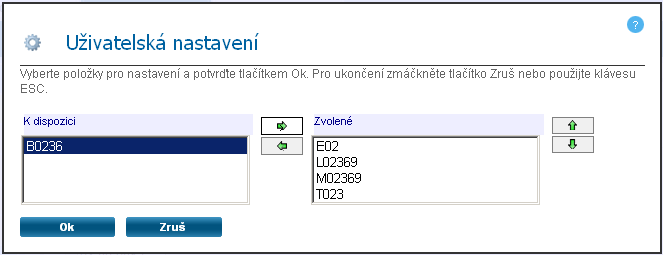 uživatelské nastavení