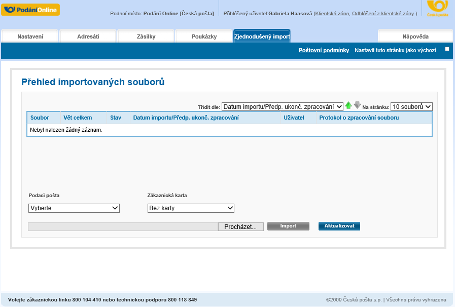 Zjednodušený import souborů I, K, N, M, P
